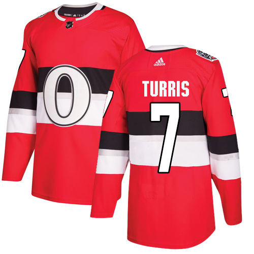 Adidas Senators #7 Kyle Turris Red Authentic 100 Classic Stitched NHL Jersey
